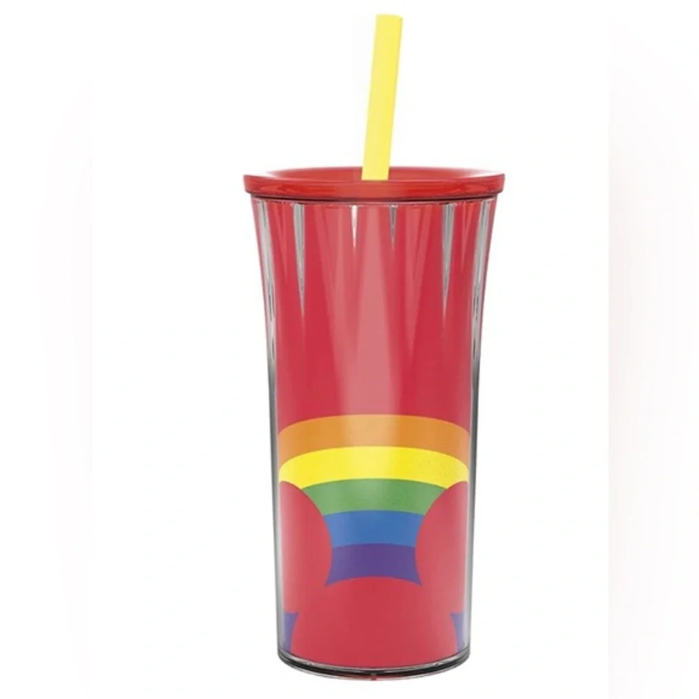 Disney Rainbow Collection Double-Wall‎ Tumbler Travel Cup with Straw 20oz new